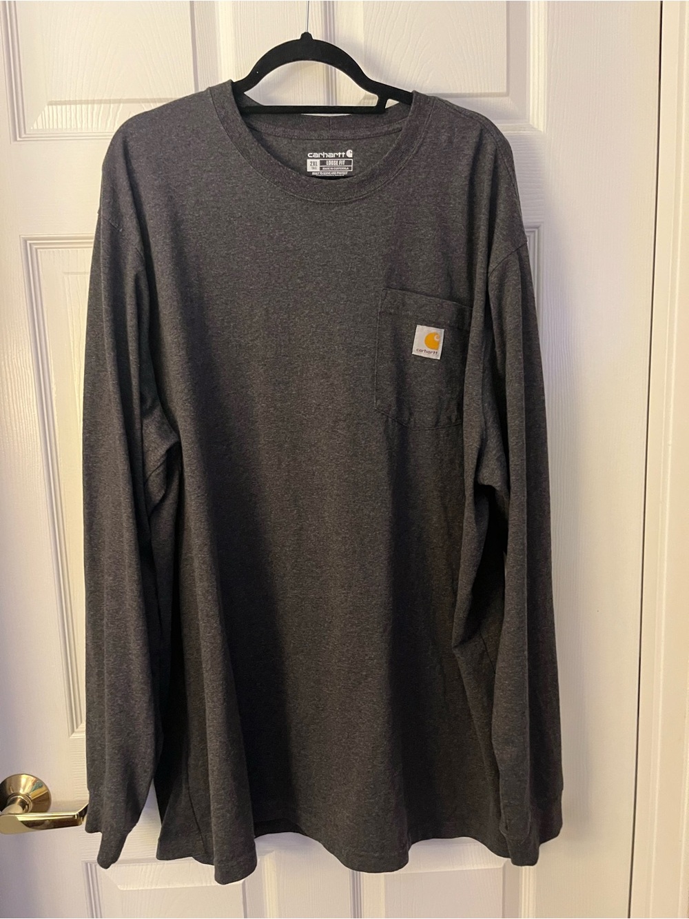 Carhartt Men's Long Sleeve Pocket Tee - Charcoal Gray - 2XL Tall